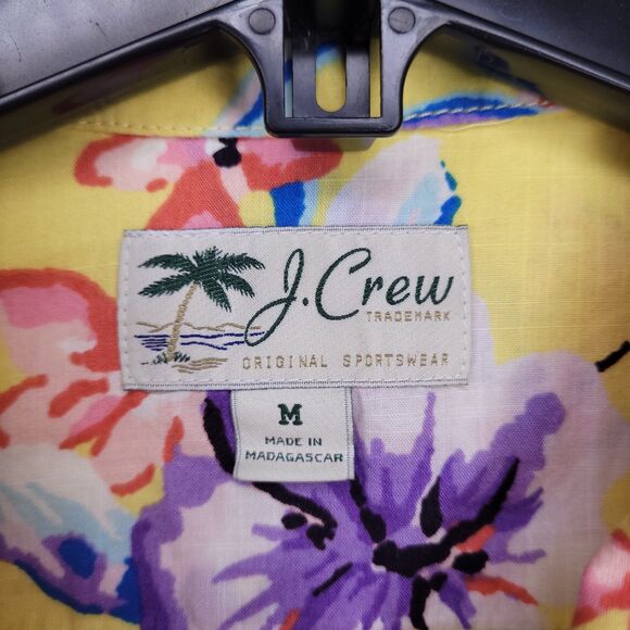J Crew Shirt Mens Medium Floral Yellow Hawaiian Camp - Picture 9 of 11